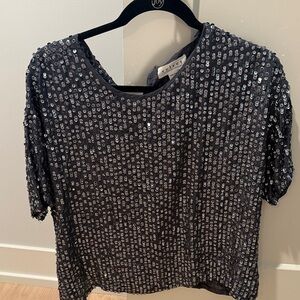 Velvet by Graham & Spencer Grey Sequin Blouse